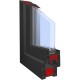 Fereastra Bastion, PVC cu geam termopan, profil 5 camere, antracit, deschidere oscilobatanta pe partea stanga, 560x560 mm, Ferestre si usi, 56x56-antracit-stanga