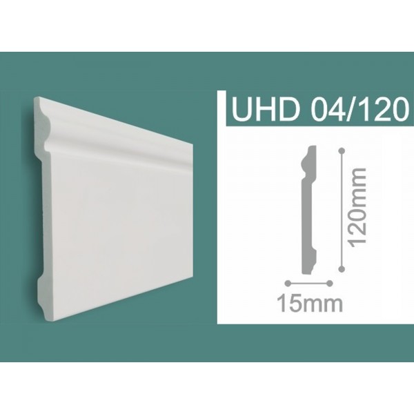 Plinta duropolimer UHD 04/120, alb, 240x12x1.5 cm, set 6 bucati, Plinta din duropolimer, plinta-duropolimer-uhd-04-120