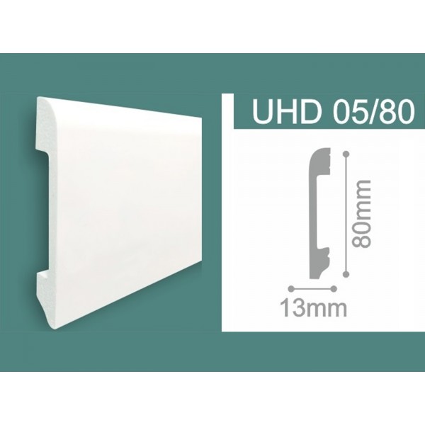 Plinta duropolimer UHD 05/80, alb, 240x8x1.3 cm, set 12 bucati, Plinta din duropolimer, plinta-duropolimer-uhd-05-80