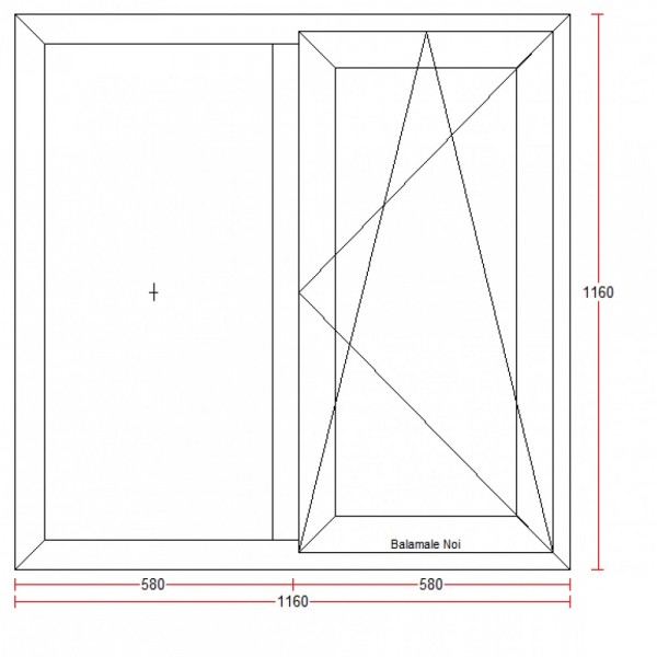 Fereastra Bastion, PVC cu geam termopan, profil 5 camere, nuc, deschidere oscilobatanta pe partea dreapta, 1160x1160 mm, Ferestre si usi, 116x116-nuc-dreapta