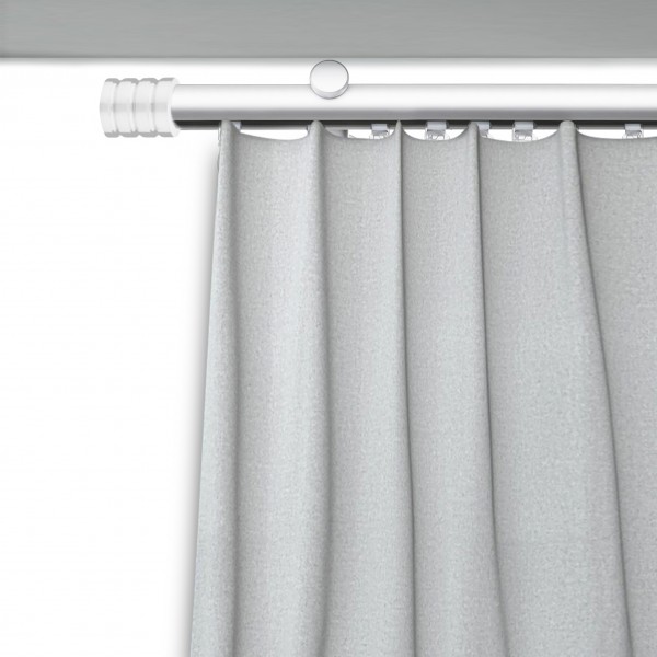 Galerie cu profil aluminiu Cilindru Striat, Ø 19mm, simplă albă cu consolă plată