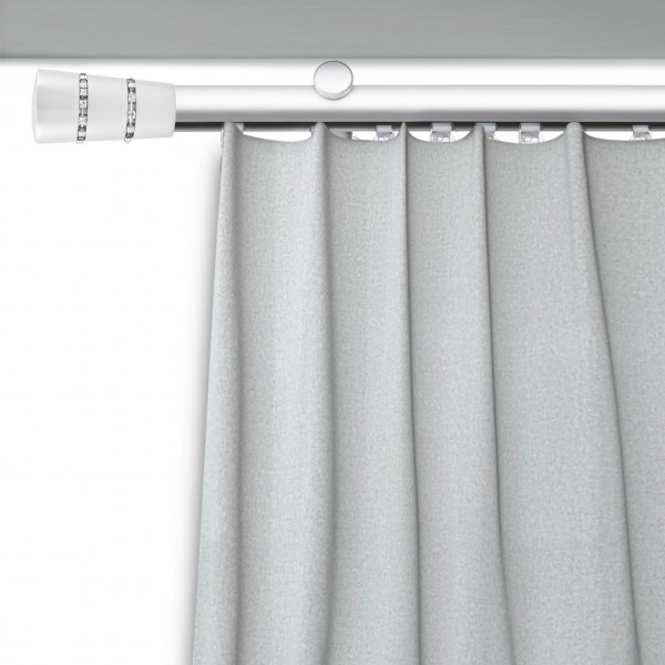 Galerie cu profil aluminiu Con Briliant, Ø 19mm, simplă albă cu consolă plată