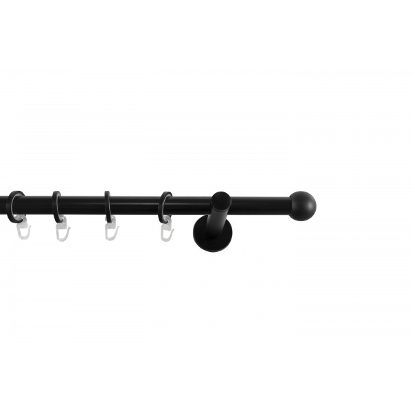 Galerie metalică Dop rotund, Ø 16mm, simplă neagră cu consolă plată