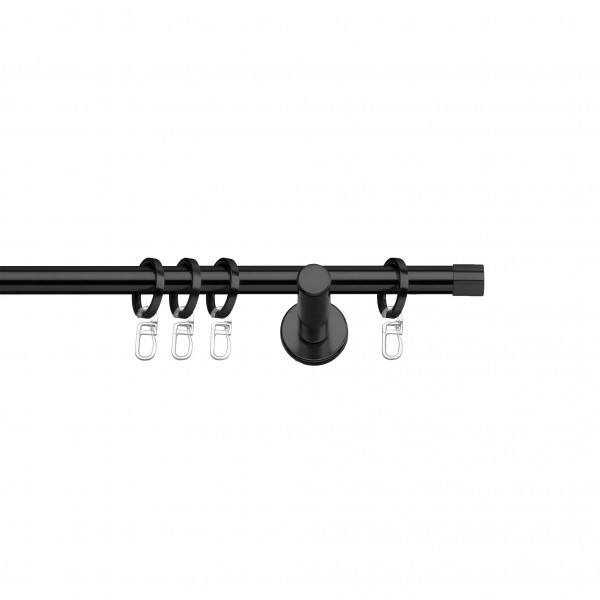 Galerie metalică Dop, Ø 16mm, simplă neagră cu consolă plată