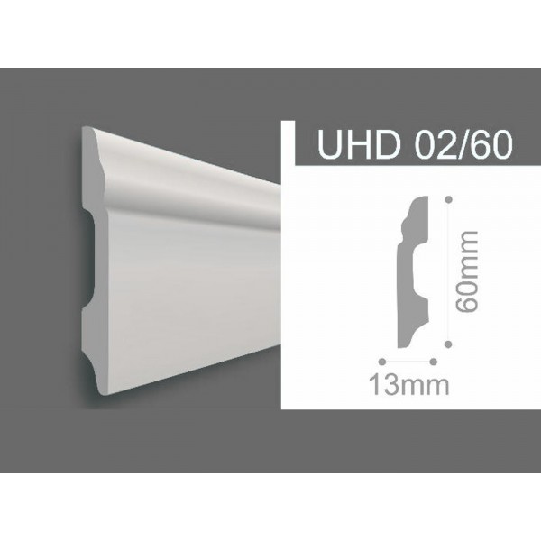 Plinta duropolimer UHD 02/60, alb, 240x6x1.3 cm, set 16 bucati, Plinta din duropolimer, plinta-duropolimer-uhd-02-60