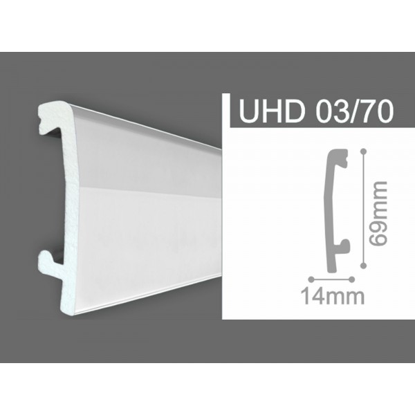 Plinta duropolimer UHD 03/70, alb, 240x6.9x1.4 cm, set 14 bucati, Plinta din duropolimer, plinta-duropolimer-uhd-03-70