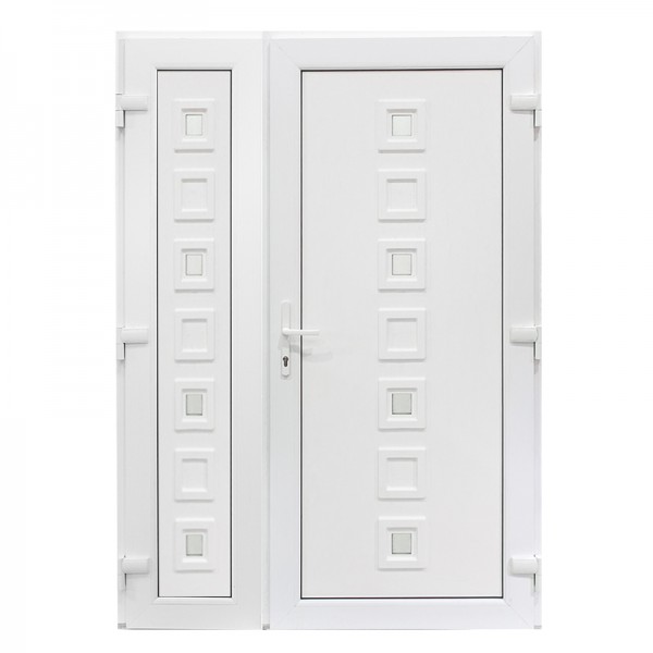 Ușă intrare PVC - Model Lola dubla, 1400x2050, deschidere dreapta privit din interior, alb/alb, Usi Bastion, usa-lola-dubla-alb-alb-dreaptaint