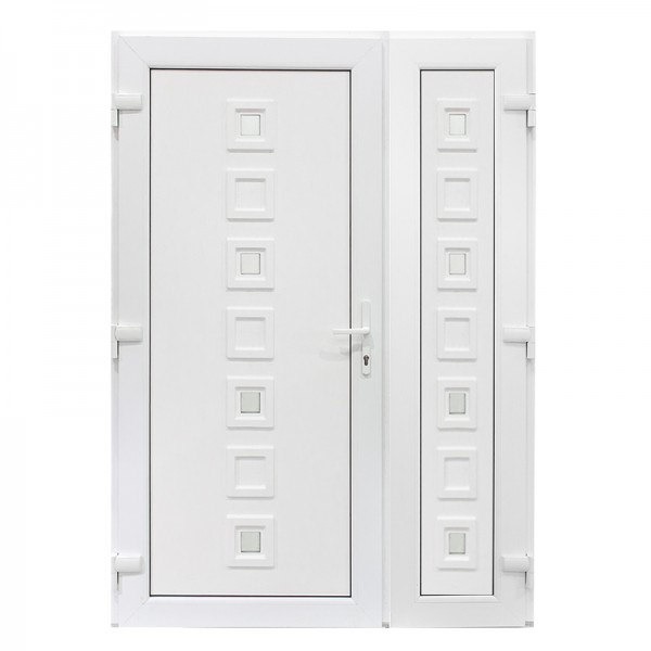 Ușă intrare PVC - Model Lola dubla, 1400x2050, deschidere stanga privit din interior, alb/alb, Usi Bastion, usa-lola-dubla-alb-alb-stangaint