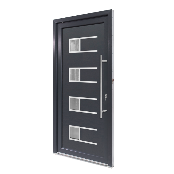 Usa intrare PVC Efraim, 5 camere izolare, 980x2000 mm, deschidere dreapta privit din interior, alb interior/antracit exterior