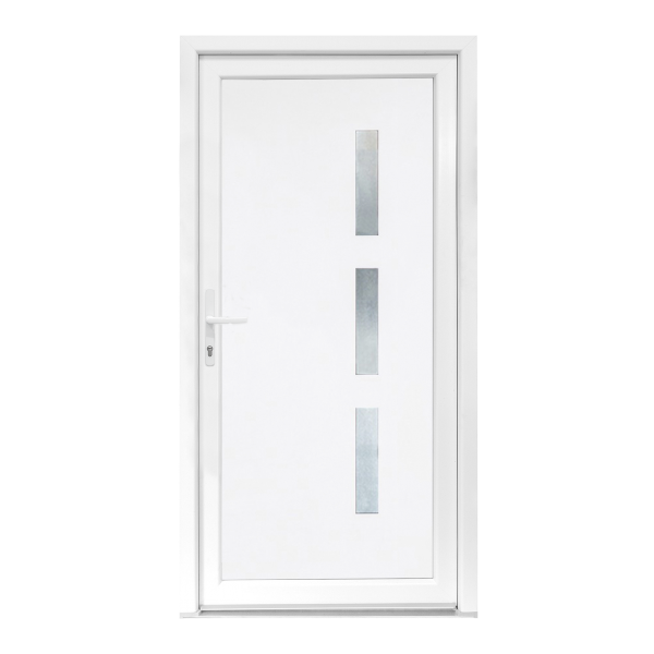 Usa intrare PVC Ileana, 5 camere izolare, 980x2000 mm, deschidere stanga privit din interior, alb