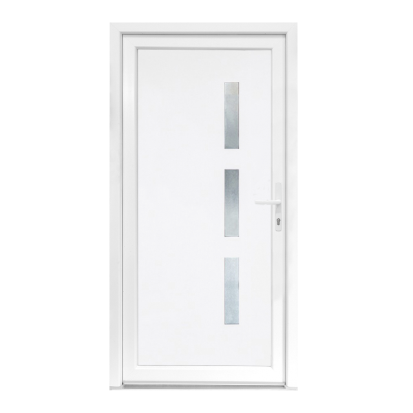 Usa intrare PVC Ileana, 5 camere izolare, 980x2000 mm, deschidere dreapta privit din interior, alb