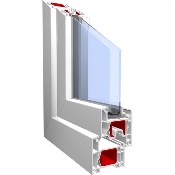 Fereastra Bastion, PVC cu geam termopan, profil 5 camere, alb, deschidere oscilobatanta pe partea stanga, 1000x1000 mm