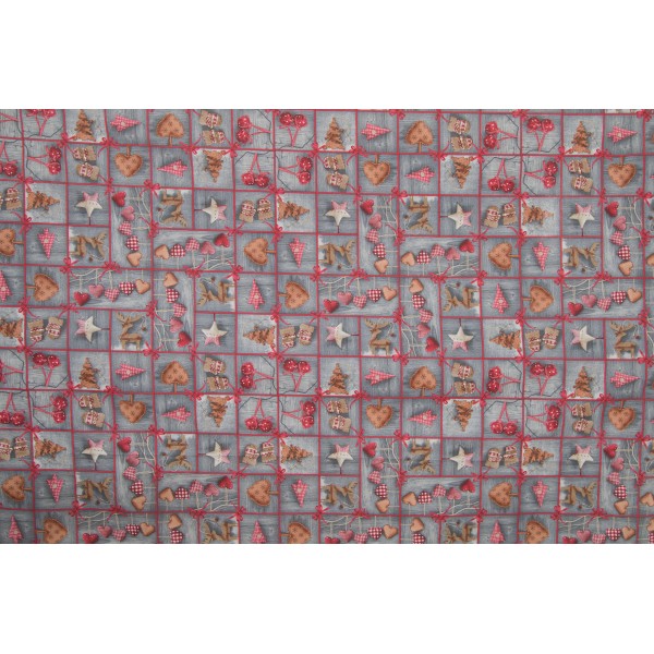 Fata de masa Rakkaani gri, colectia de Craciun, 130x180 cm, material bumbac 100, Alte textile, C801