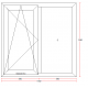 Fereastra PVC cu geam termopan, profil Bastion - 5 camere, alb, 116x116 cm, 1 canat fix, 1 canat oscilobatanta, deschidere stanga, Ferestre si usi, 116x116-stanga-alb